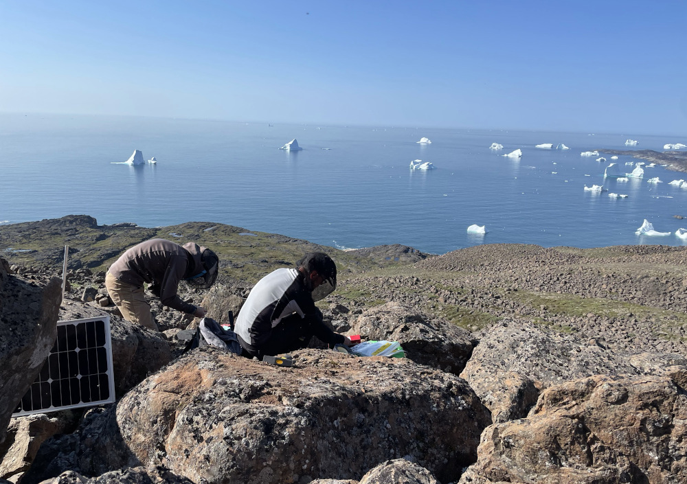 Field work near Qeqertarsuaq, Disko Island, Greenland