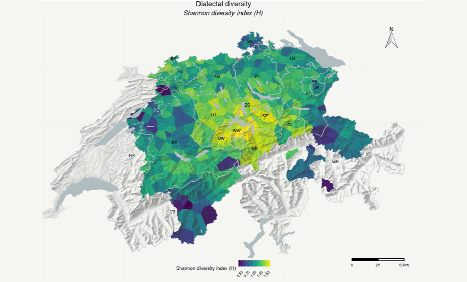 Linguistic traits as heritable units? Spatial Bayesian clustering reveals Swiss German dialect regions