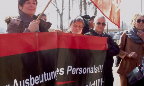 Street protest against the exploitation of care workers