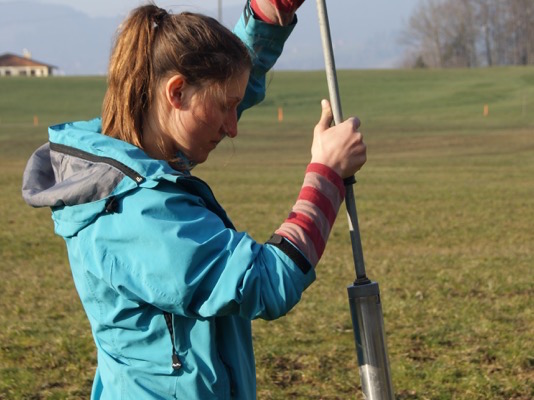 Student with soil sample