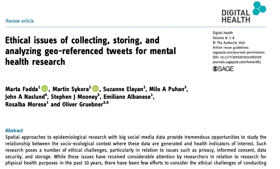 Ethical issues of collecting, storing, and analyzing geo-referenced tweets for mental health research