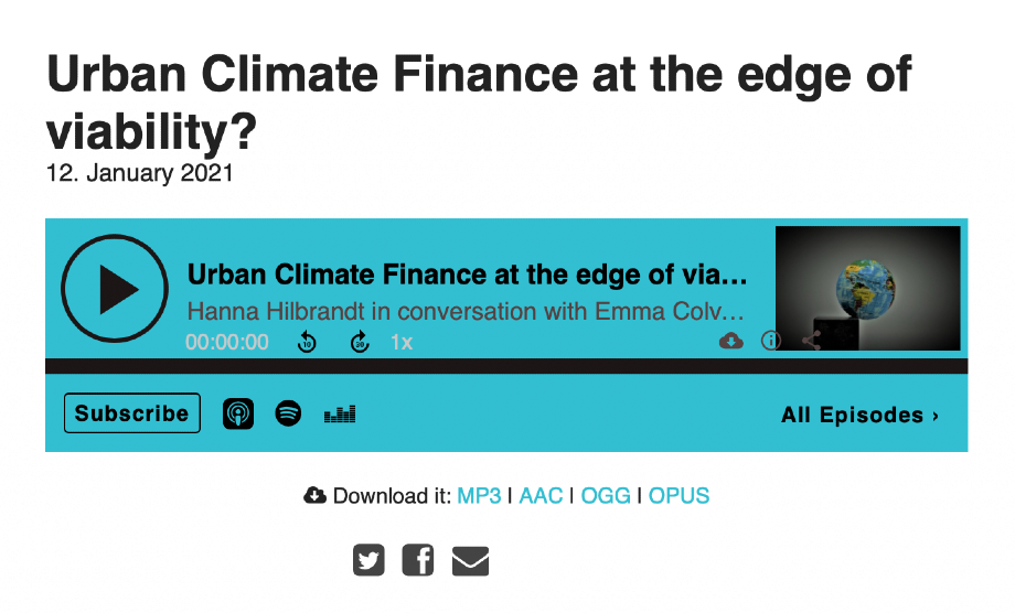 Podcast on Urban Climate Finance on the edge of viability