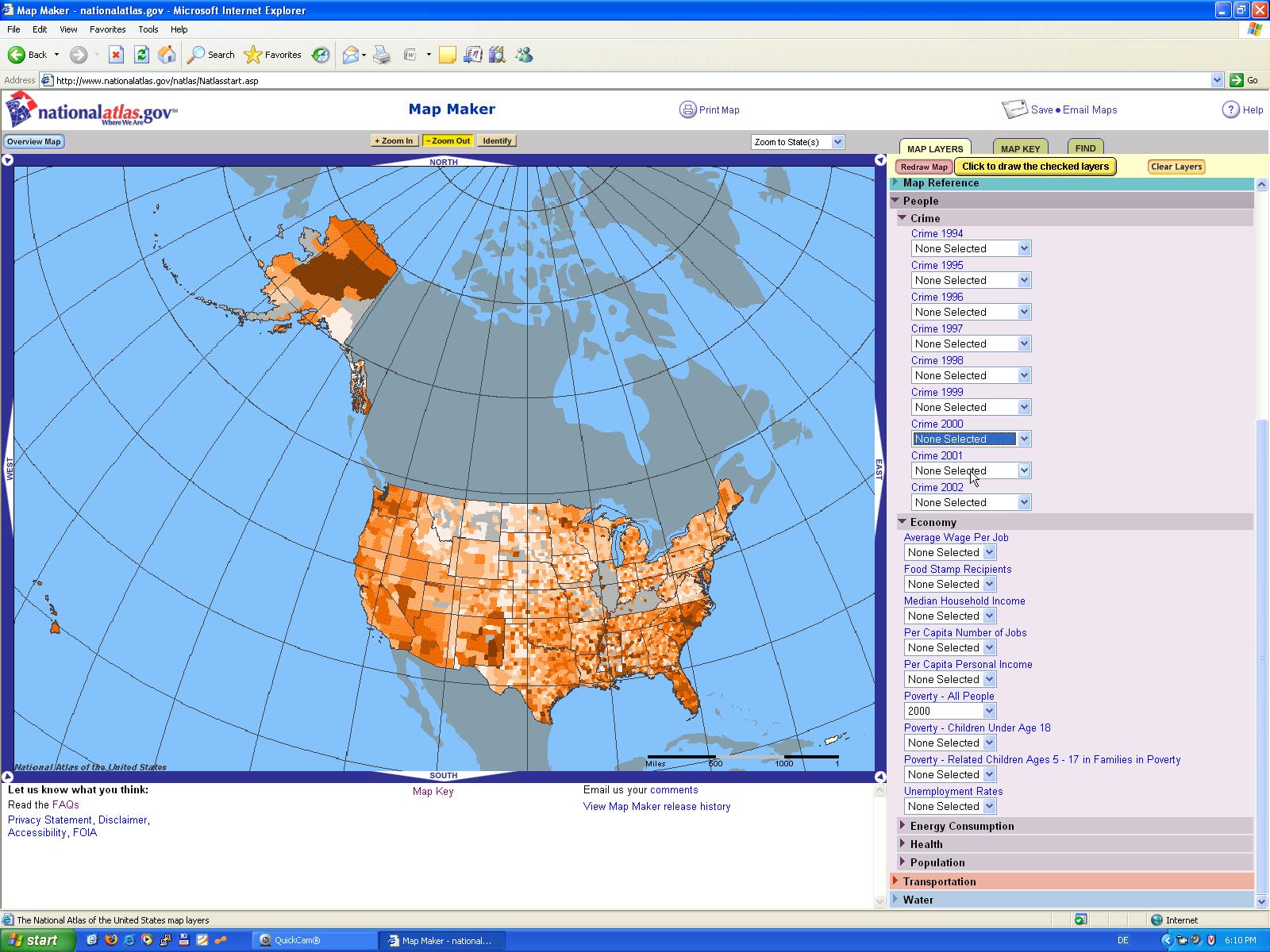 A screenshot of National Atlas
