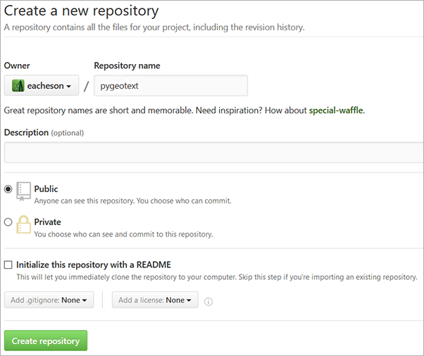 GitHub: Create a new repository